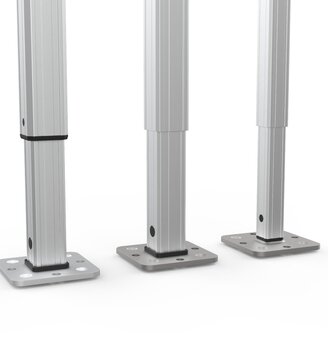 Comparison of the three Ecotent® folding gazebo series E1, E2 and E3 with different aluminium profiles.