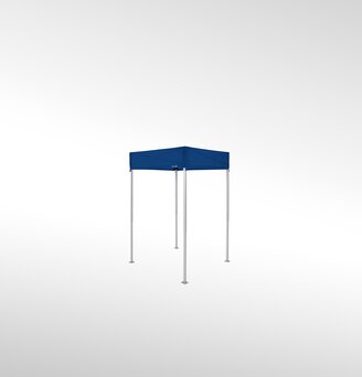 A dark blue folding gazebo 1.5x1.5 m.